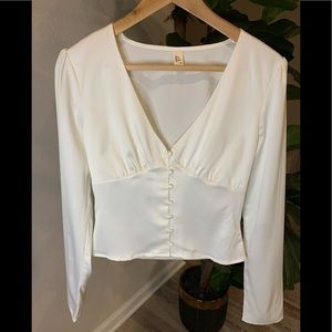 Long Sleeved Satin Blouse
